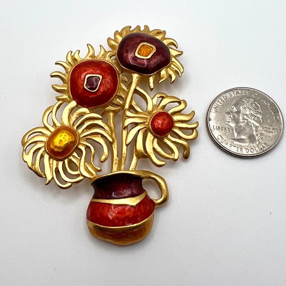 YSL for Avon Van Gogh Sunflowers Brooch - Picture 2 of 6